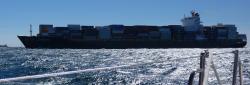Close-call with a container ship in Moretone Bay